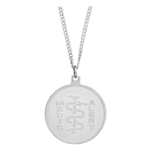 Classic Embossed Medical ID Necklace Sterling Silver