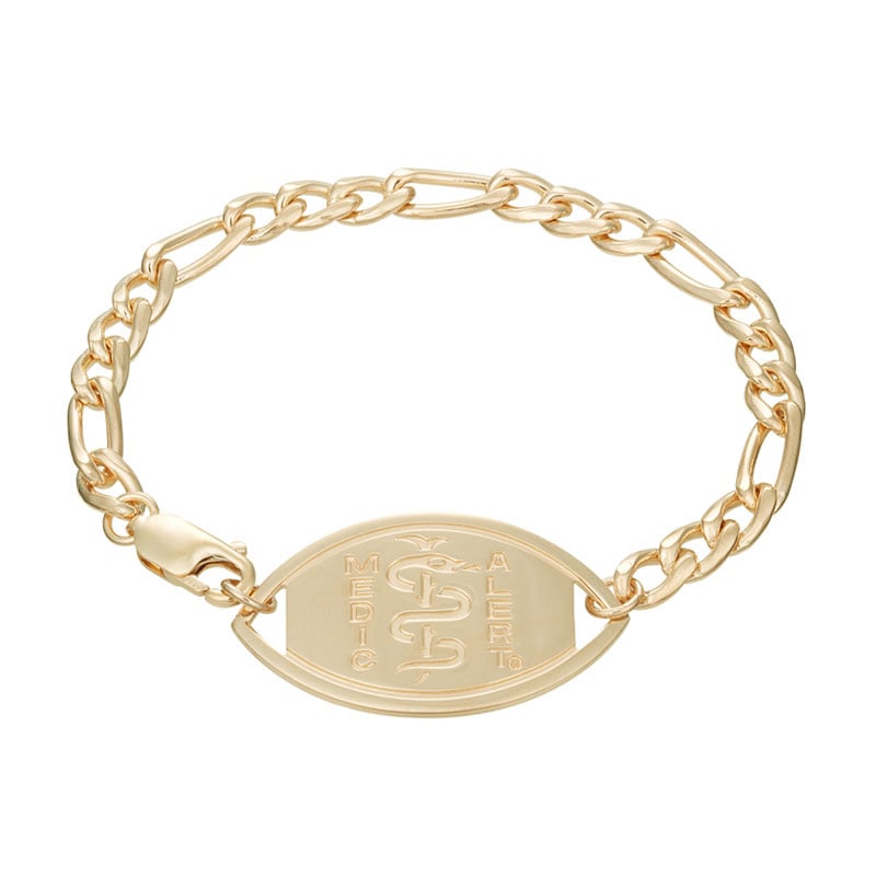 Figaro Medical ID Bracelet 14k Gold, , large image number 0
