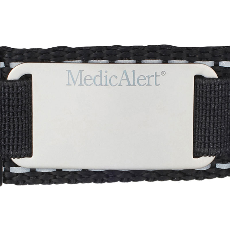 Reflective Band Medical ID Bracelet, Black, large image number 1