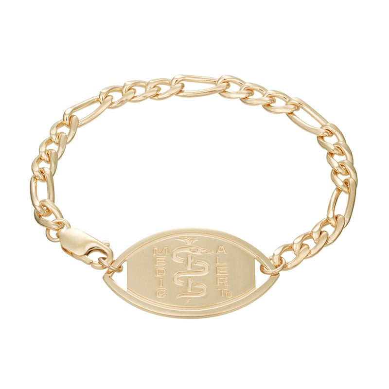 Figaro Medical ID Bracelet 14k Gold, Gold, large image number 0