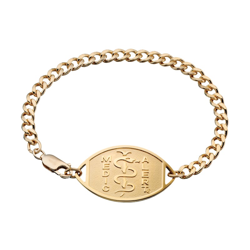 Classic Embossed Medical ID Bracelet 10k Gold, Gold, large image number 0