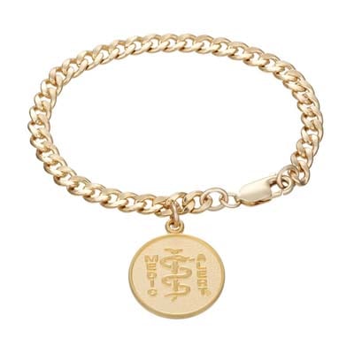 Charm Medical ID Bracelet 10k Gold