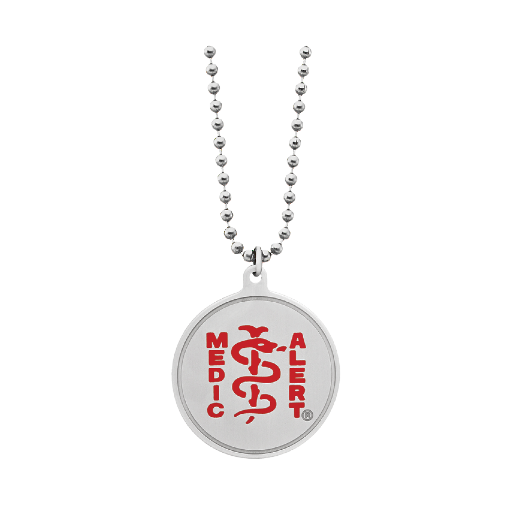 QR Code Classic Ball Chain Medical ID Necklace - Red, Red, large image number 1