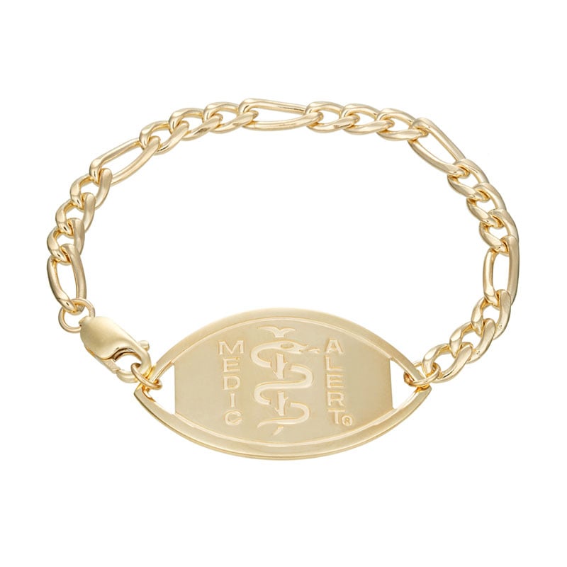 Figaro Large Medical ID Bracelet 14k Gold, Gold, large image number 0