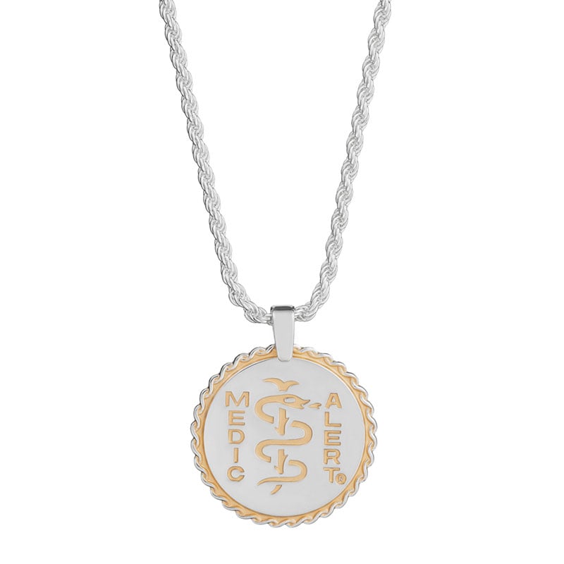 French Elite Medical ID Necklace Sterling Silver, Silver Gold, large image number 0