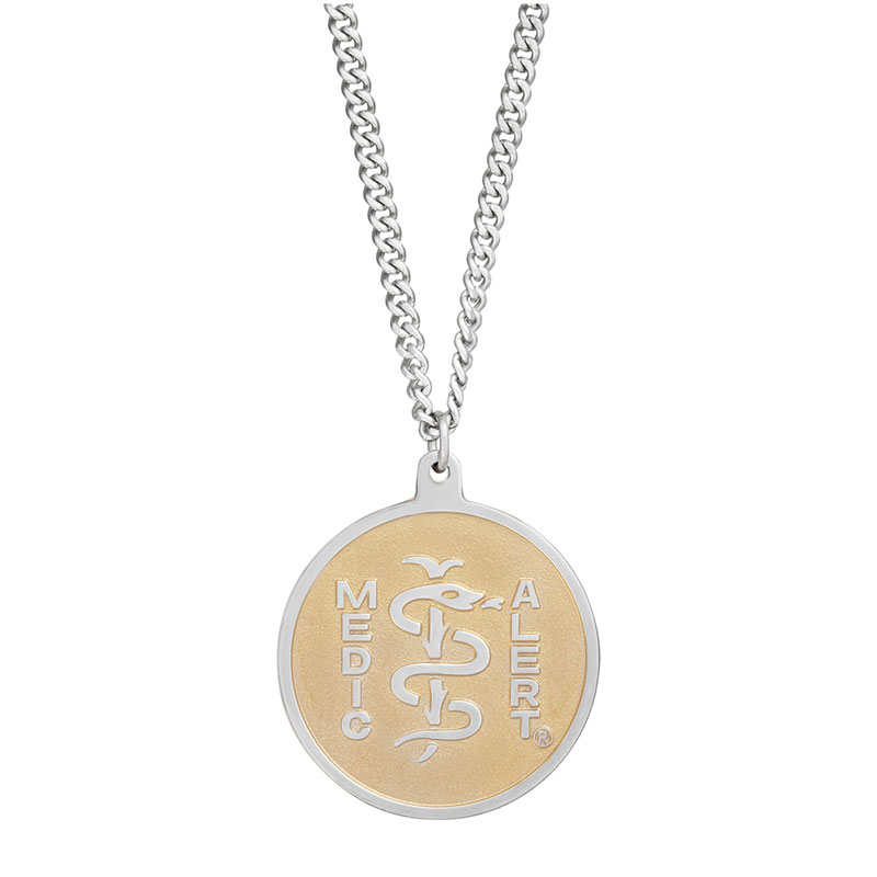 Classic Embossed Medical ID Necklace Two-Tone, Silver Gold, large image number 0