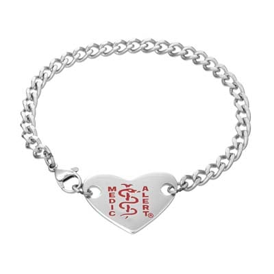 Classic Heart Medical ID Bracelet Stainless Steel