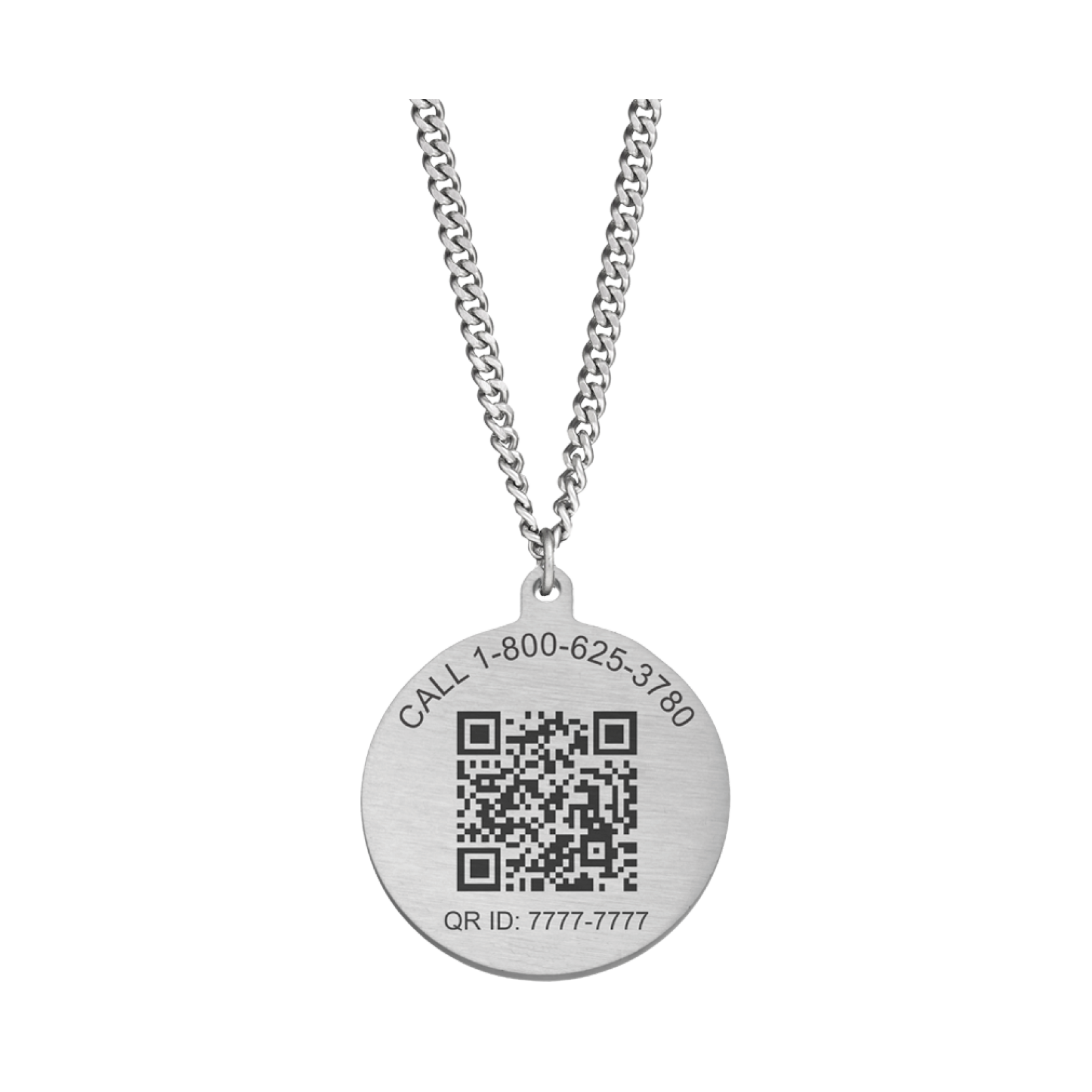 QR Code Classic Medical ID Necklace - Stainless Steel, Stainless Steel, large image number 2
