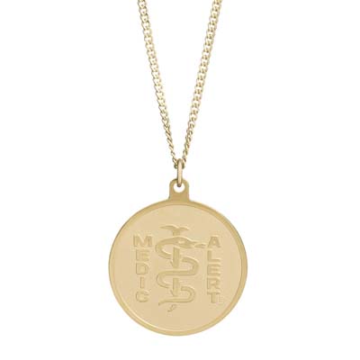Classic Embossed Medical ID Necklace 10k Gold