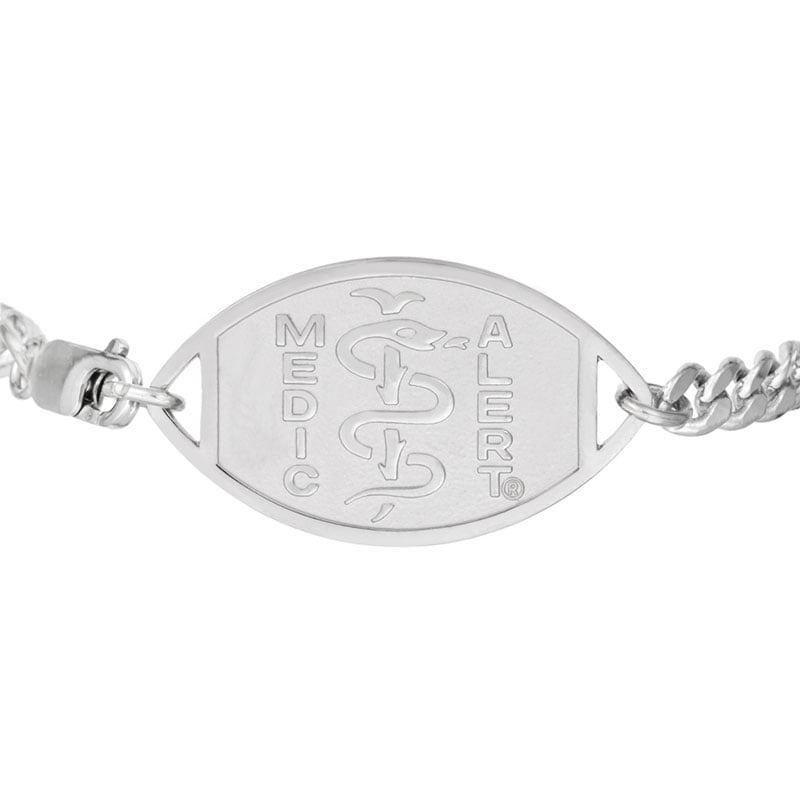 Classic Embossed Medical ID Bracelet Sterling Silver, Silver, large image number 1
