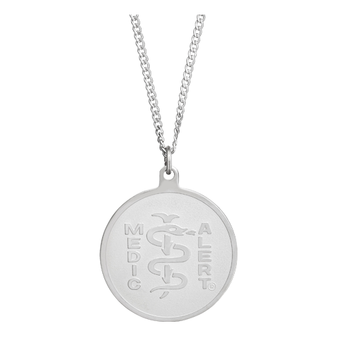 Classic Embossed Medical ID Necklace Sterling Silver