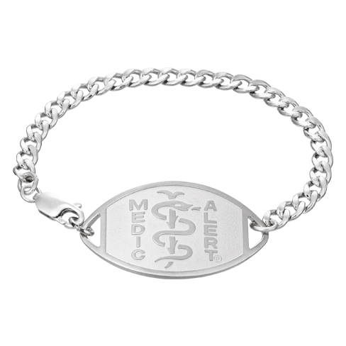 Classic Large Embossed Medical ID Bracelet Sterling Silver