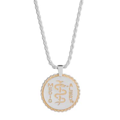 French Elite Medical ID Necklace Sterling Silver