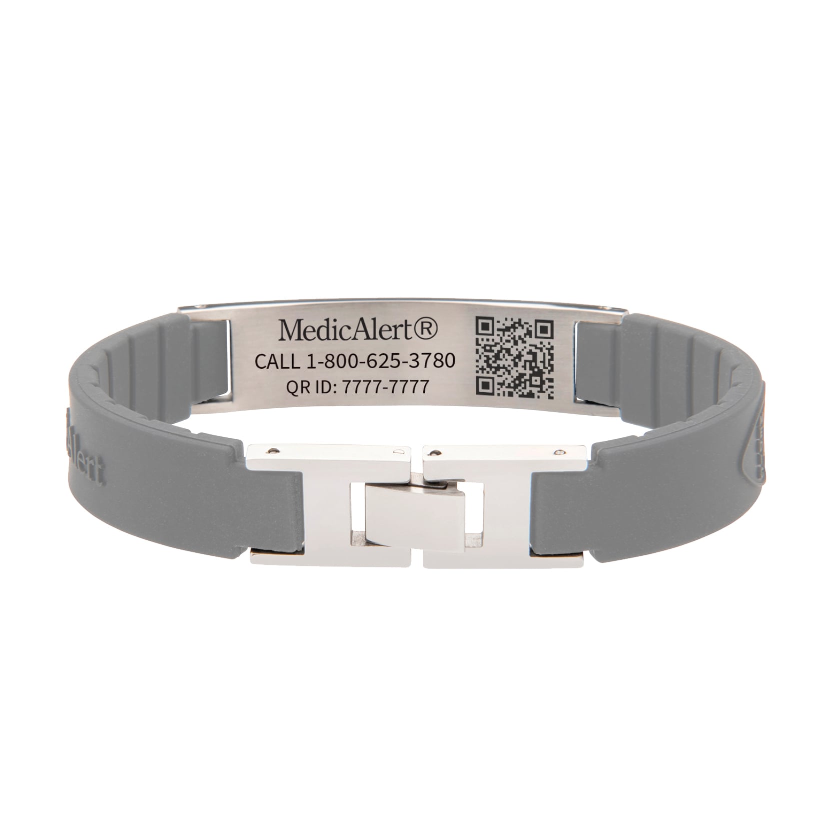 QR Code Elite Silicone Medical ID Bracelet Gray, Gray, large image number 1