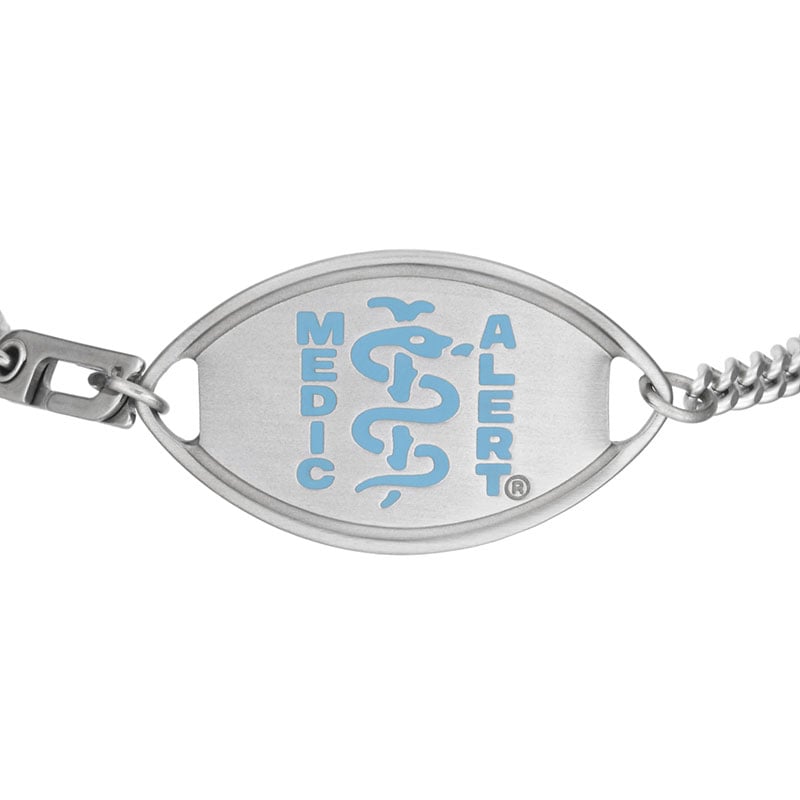 Classic Large Medical ID Bracelet, Light Blue Steel, large image number 1