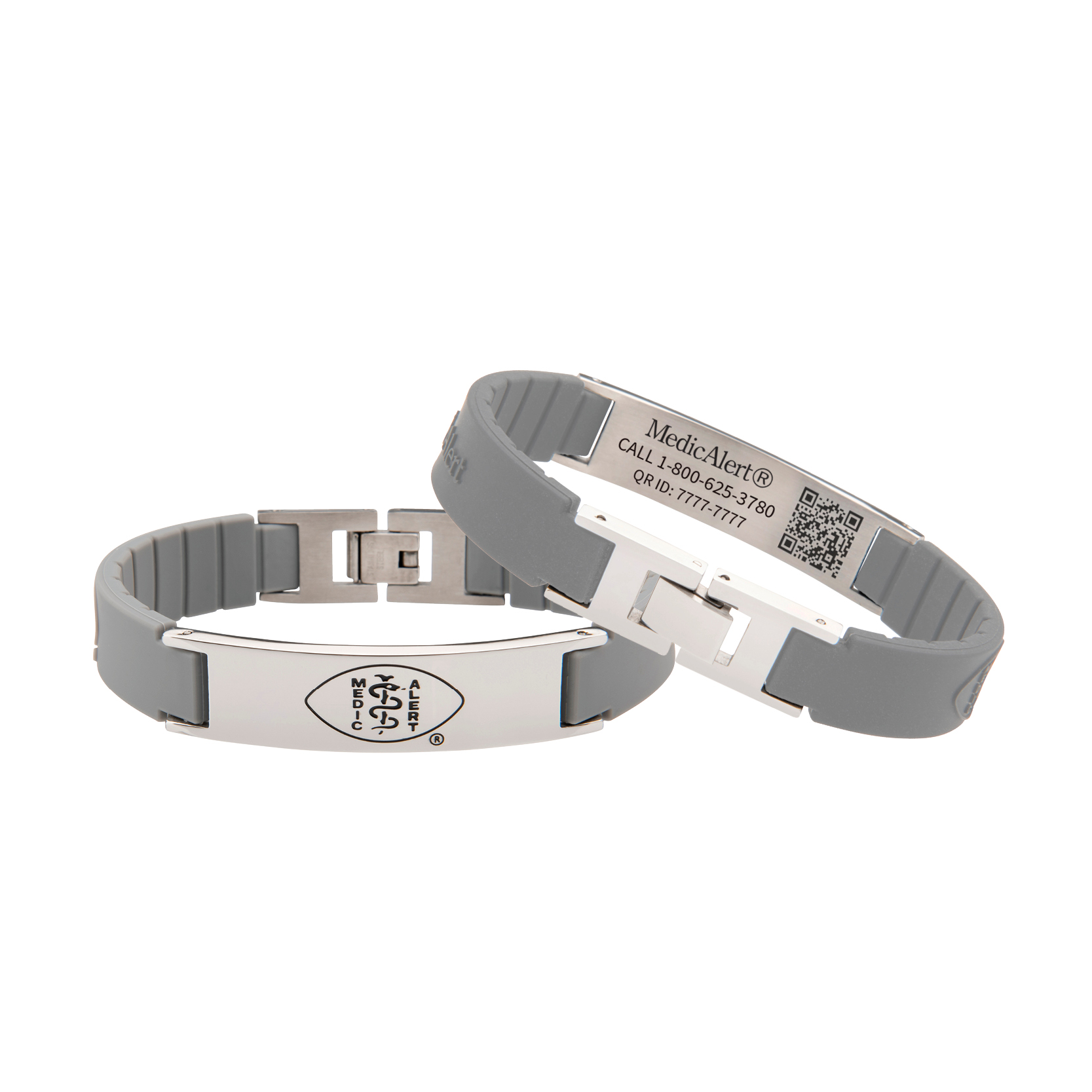 QR Code Elite Silicone Medical ID Bracelet, Gray, large image number 0