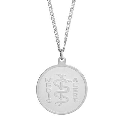Classic Embossed Medical ID Necklace Sterling Silver