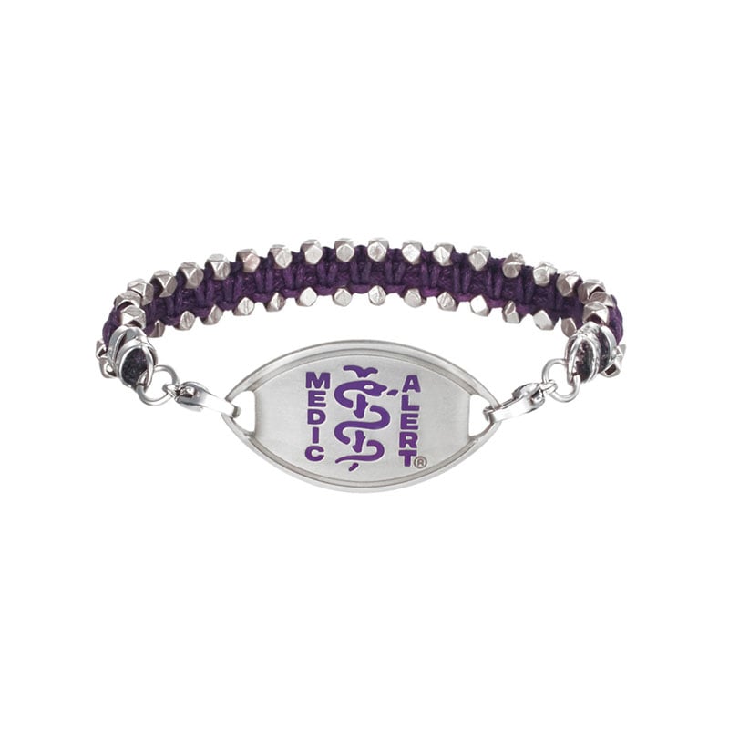 Woven Medical ID Bracelet, Purple, large image number 0