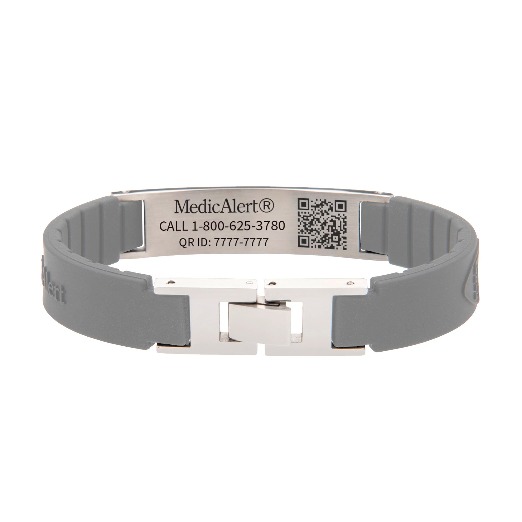 QR Code Elite Silicone Medical ID Bracelet, Gray, large image number 1