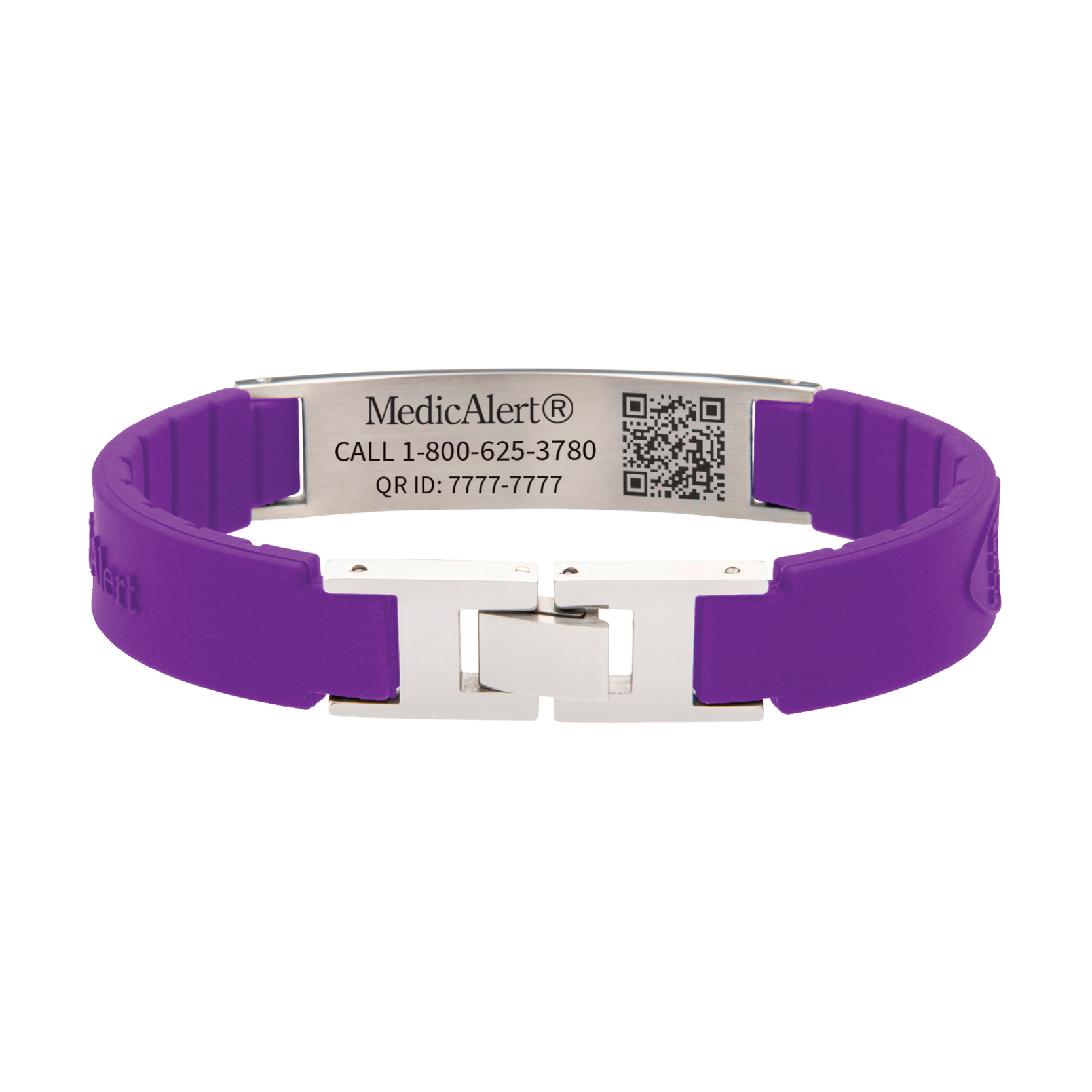 QR Code Elite Silicone Medical ID Bracelet​ - Purple, Purple, large image number 1