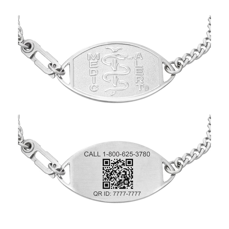 QR Code Embossed Medical ID Bracelet Stainless Steel