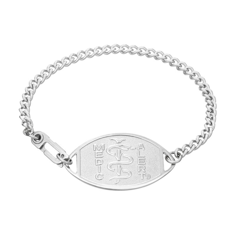 Classic Large Embossed Medical ID Bracelet, Silver, large image number 0