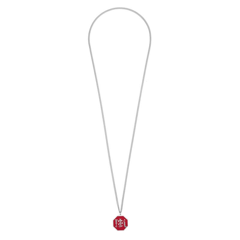 Standard Medical ID Necklace, Red Silver, large image number 1