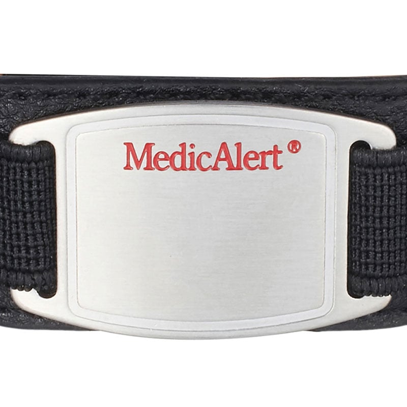 Leather Medical ID Bracelet Black, Black, large image number 1