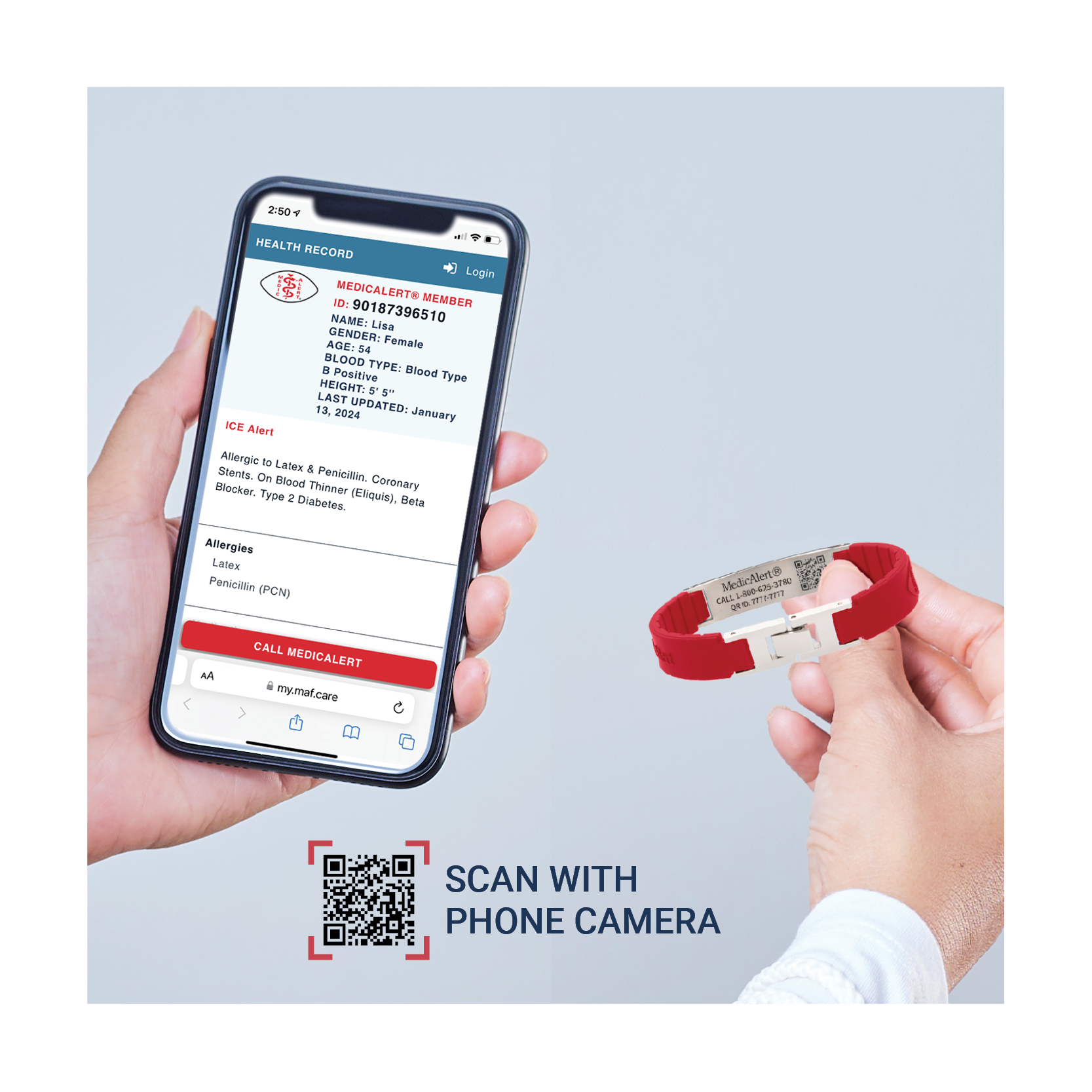 QR Code Elite Silicone Medical ID Bracelet - Red, Red, large image number 4