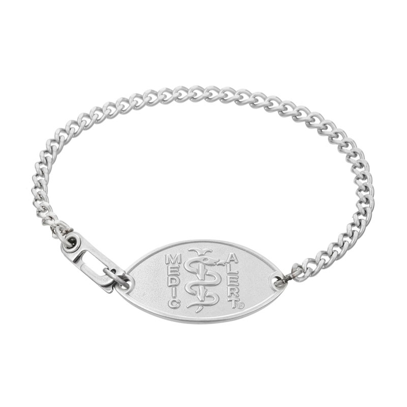 Classic Petite Embossed Medical ID Bracelet Stainless Steel, Silver, large image number 0
