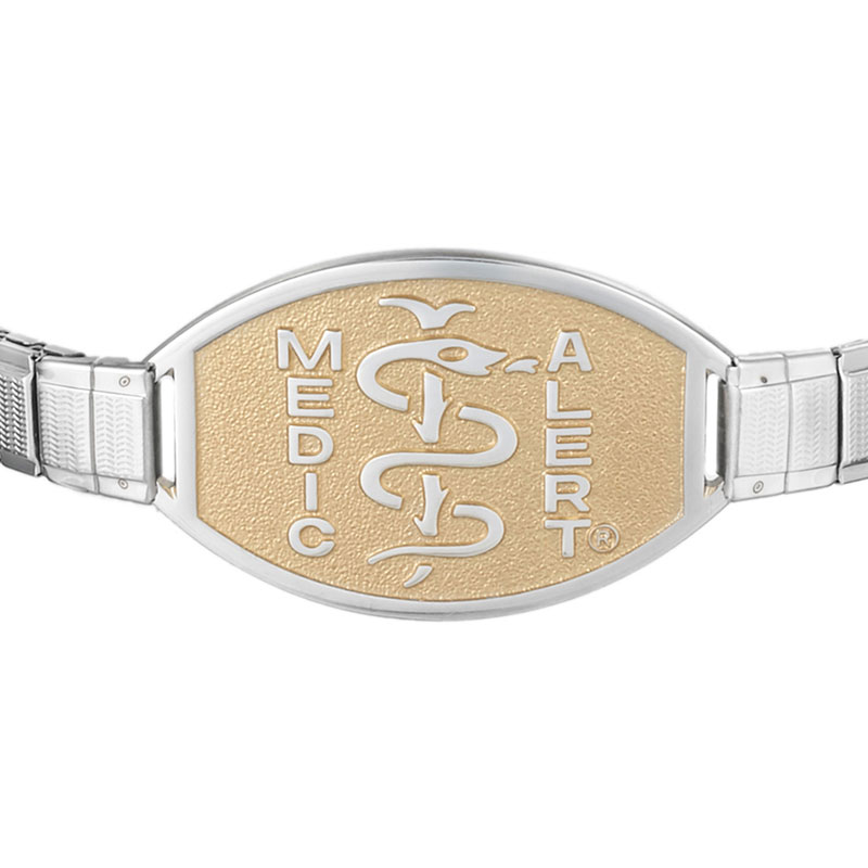 Stretch Band Medical ID Bracelet, Silver Gold, large image number 1