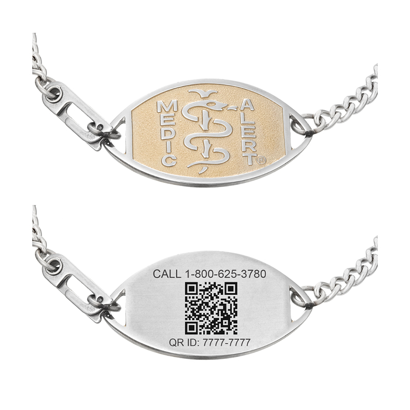 QR Code Embossed Medical ID Bracelet Two-Tone
