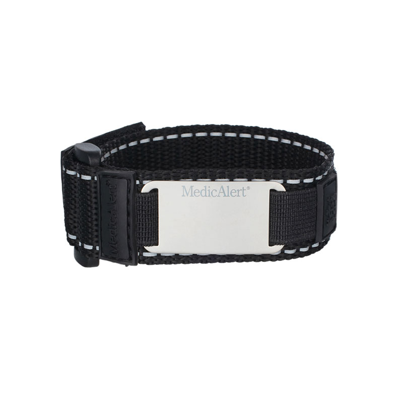 Reflective Band Medical ID Bracelet, Black, large image number 0