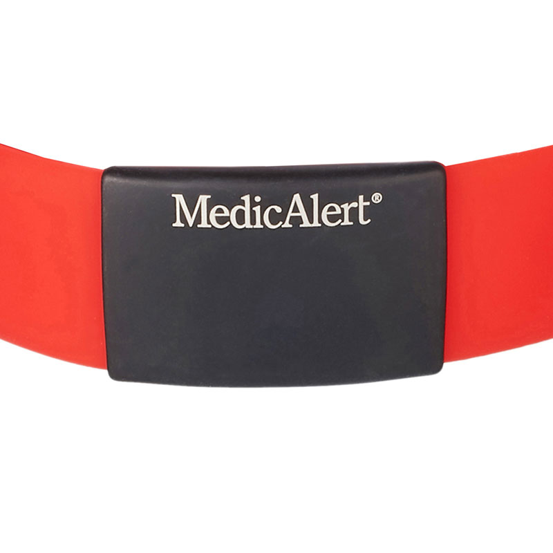 Performance Silicone Midnight Medical ID Bracelet Red, Red, large image number 1