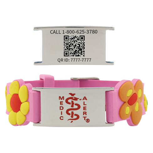 QR Code Child Titanium Medical ID Bracelet Pink