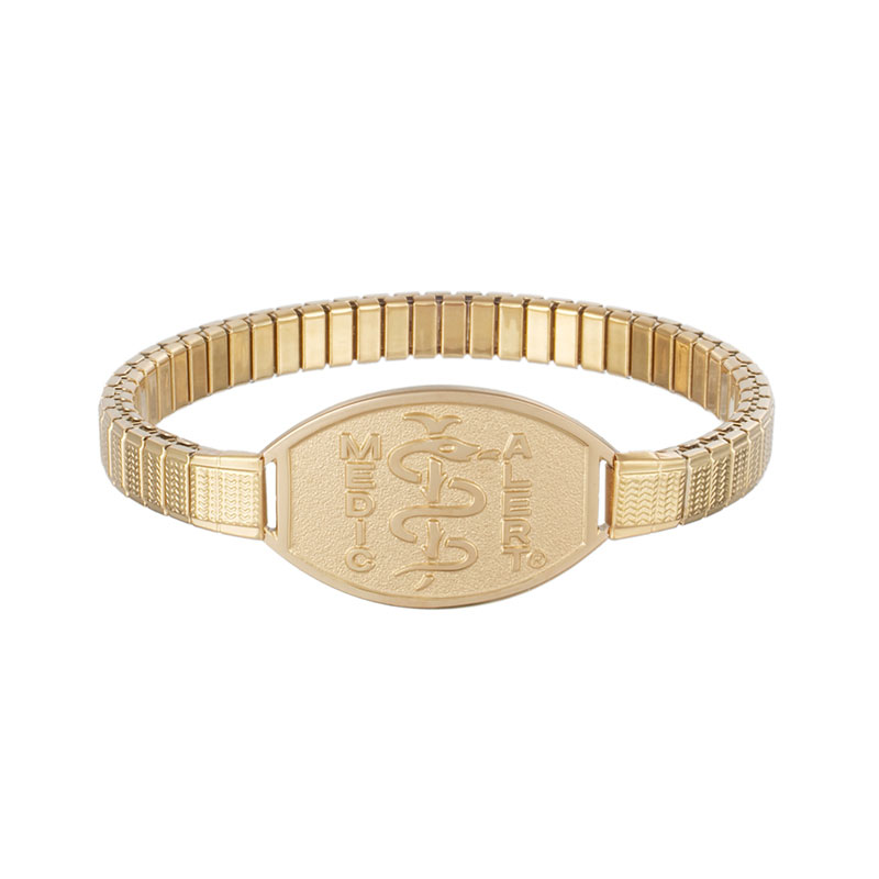 Stretch Band Medical ID Bracelet, Gold, large image number 0