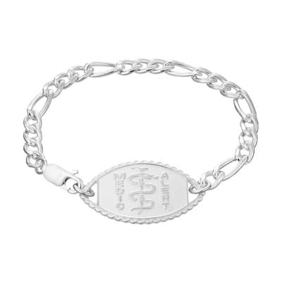 Figaro Classic Medical ID Bracelet Sterling Silver