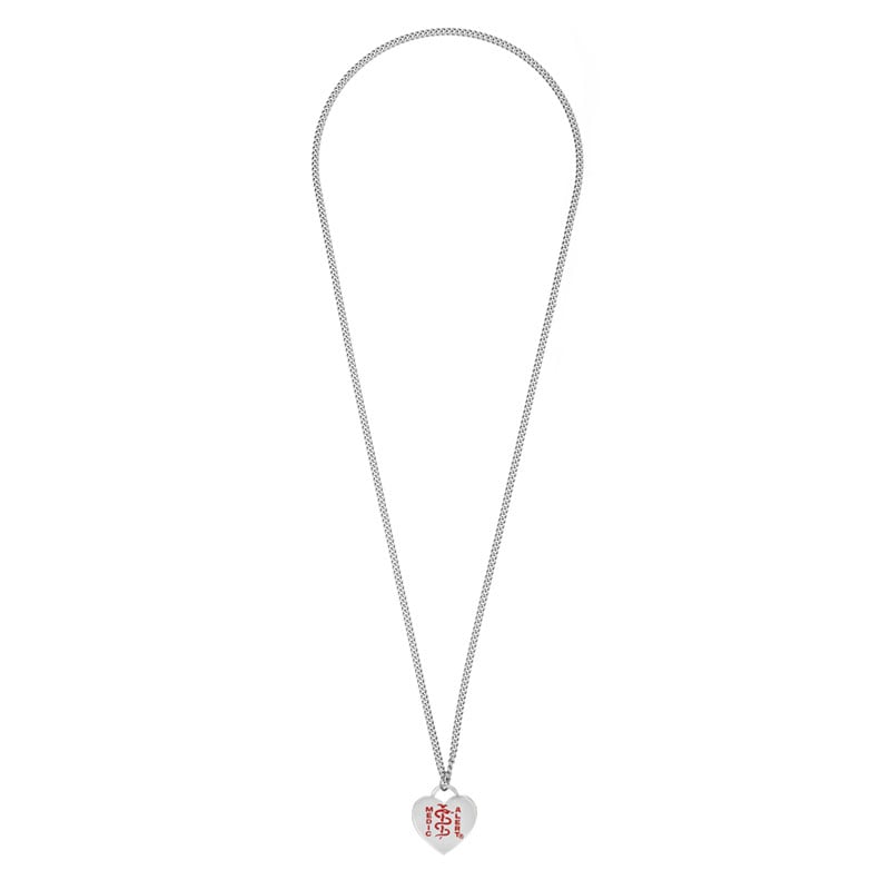 Classic Heart Charm Medical ID Necklace Stainless Steel, Steel, large image number 1