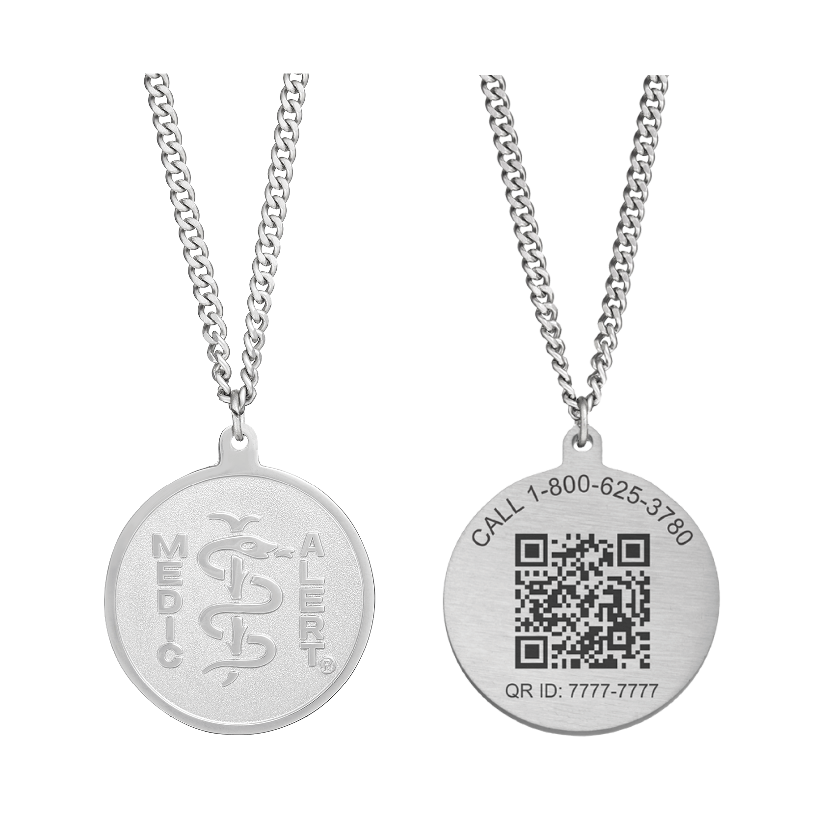 QR Code Classic Medical ID Necklace, Stainless Steel, large image number 0