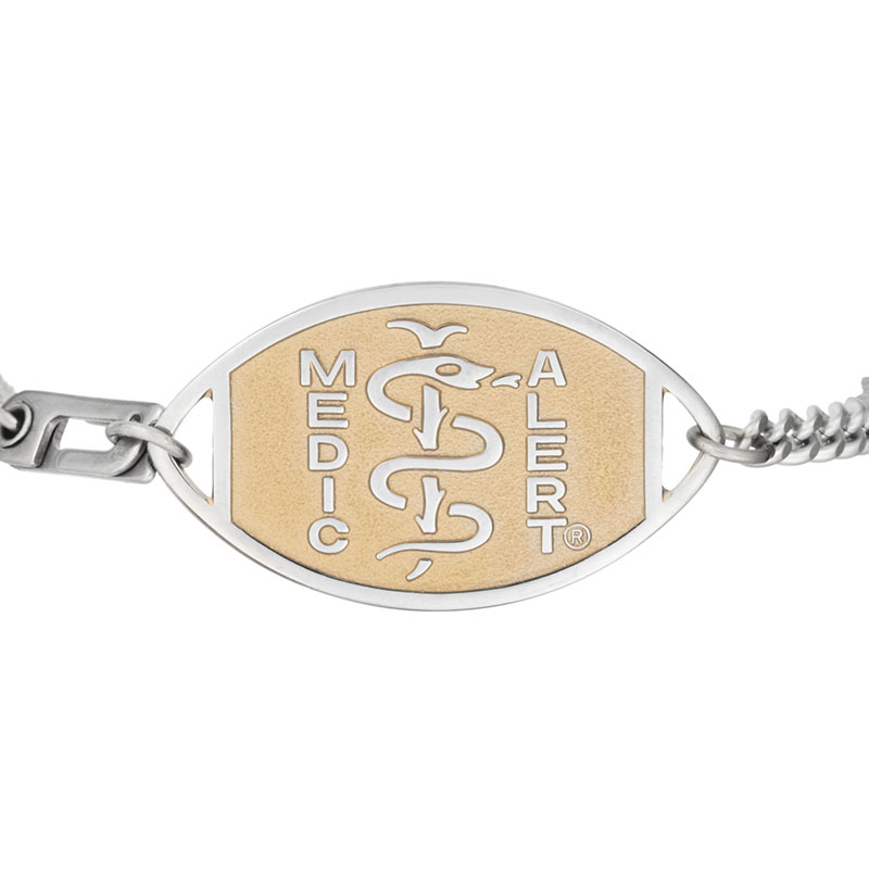 Classic Large Embossed Medical ID Bracelet, Silver Gold, large image number 1