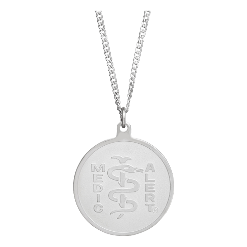 Classic Embossed Medical ID Necklace Sterling Silver