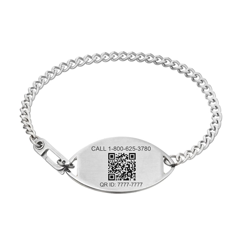 QR Code Embossed Medical ID Bracelet Stainless Steel, Silver, large image number 2