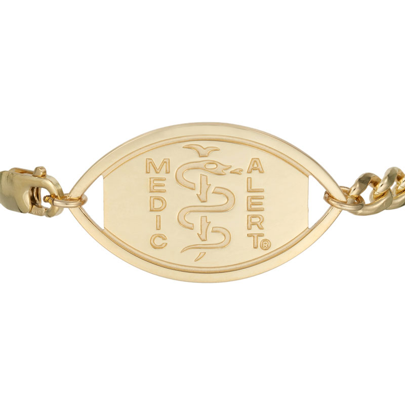 Figaro Large Medical ID Bracelet 14k Gold, Gold, large image number 1
