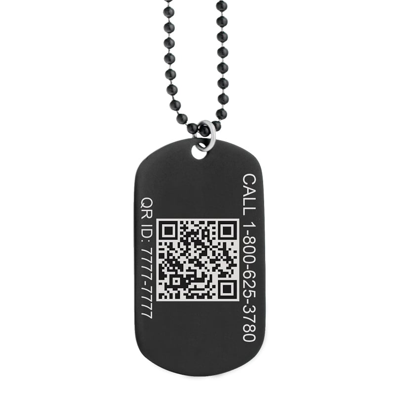QR Code Dog Tag Medical ID Necklace, Black, large image number 2