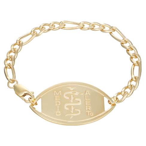 Figaro Large Medical ID Bracelet 14k Gold