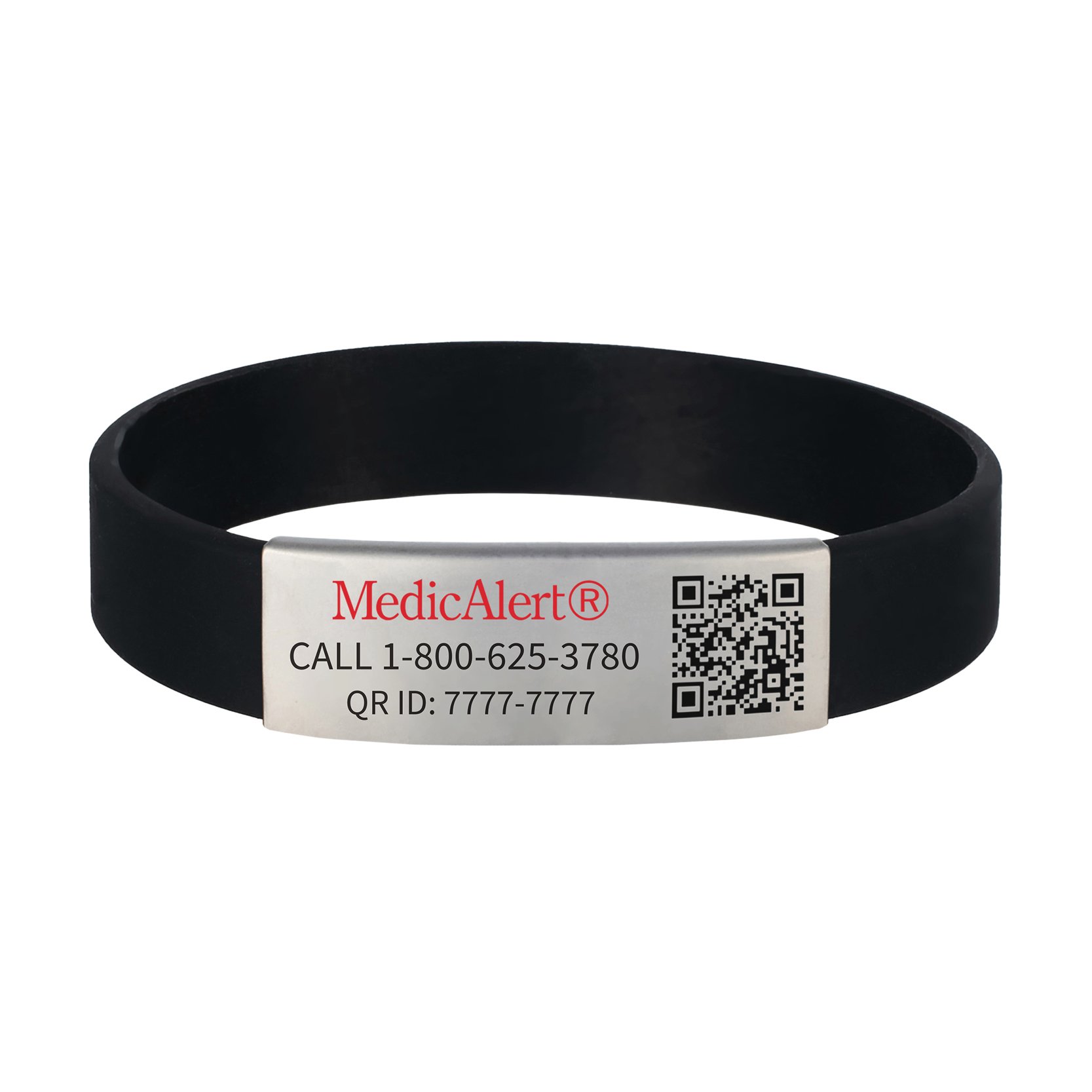QR Code Silicone Medical ID Band, Black, large image number 0