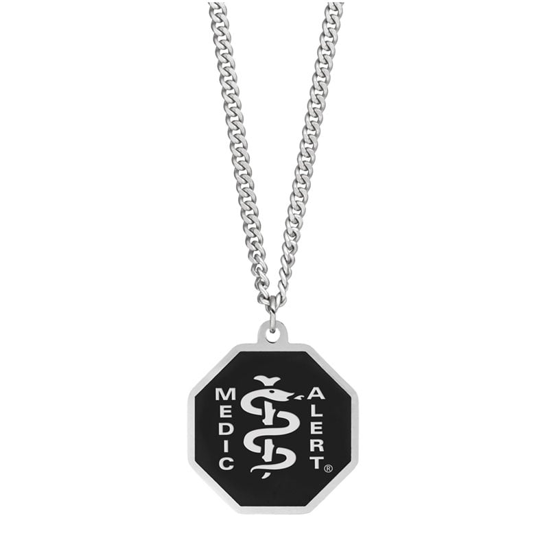Standard Medical ID Necklace, Black Silver, large image number 0