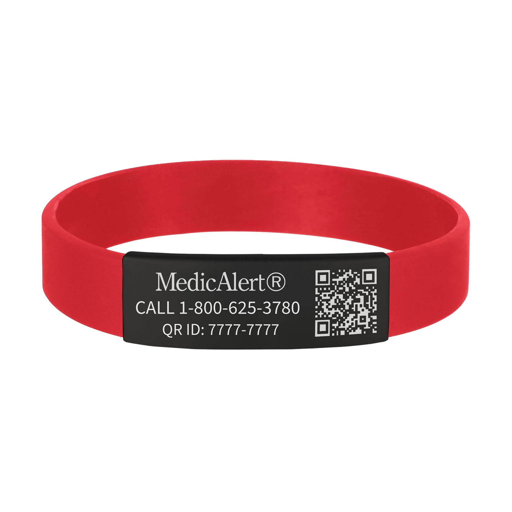 QR Code Silicone Medical ID Band, Red, large image number 0
