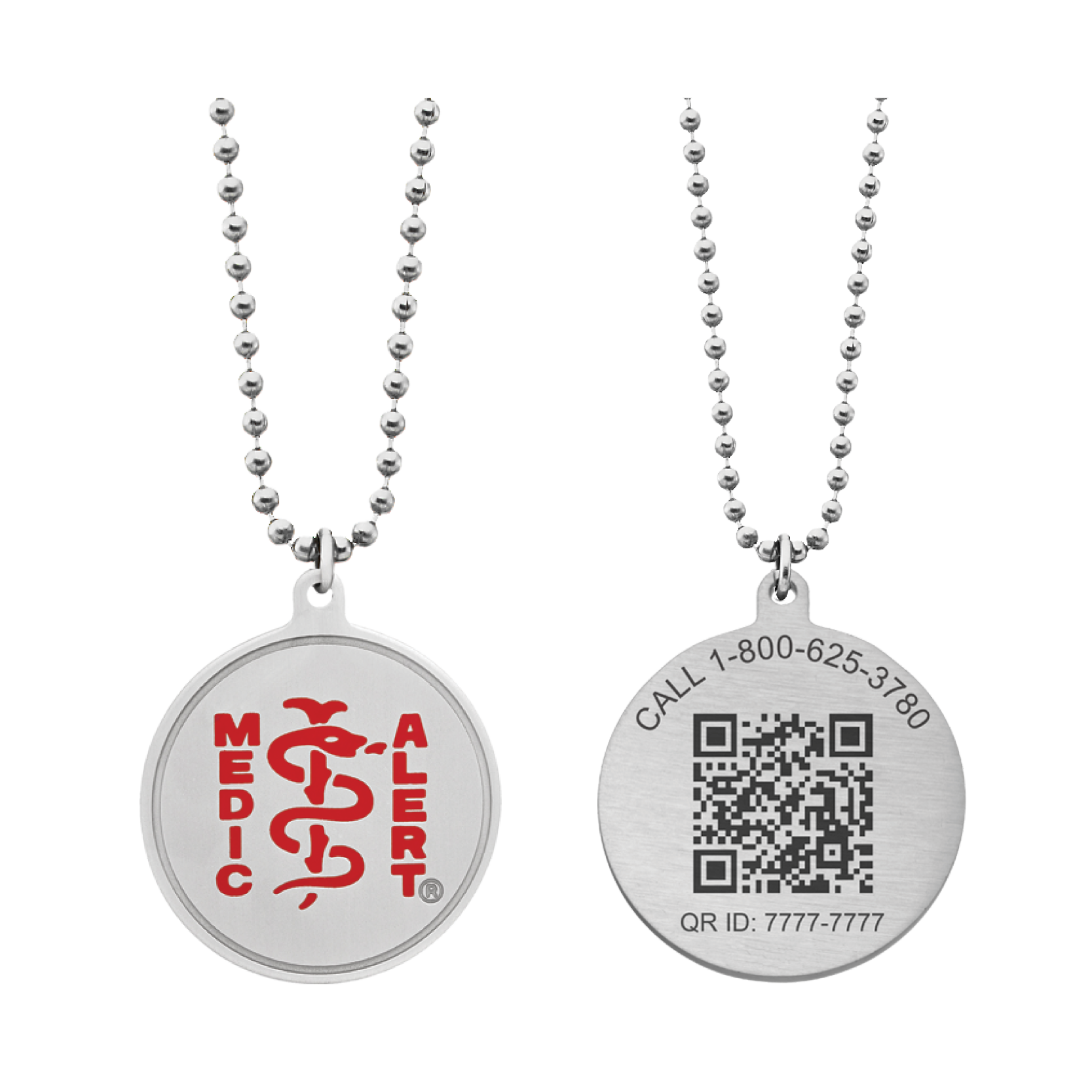 QR Code Classic Ball Chain Medical ID Necklace