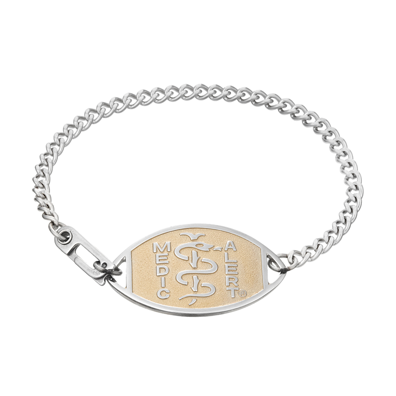 QR Code Embossed Medical ID Bracelet Two-Tone, Silver Gold, large image number 1